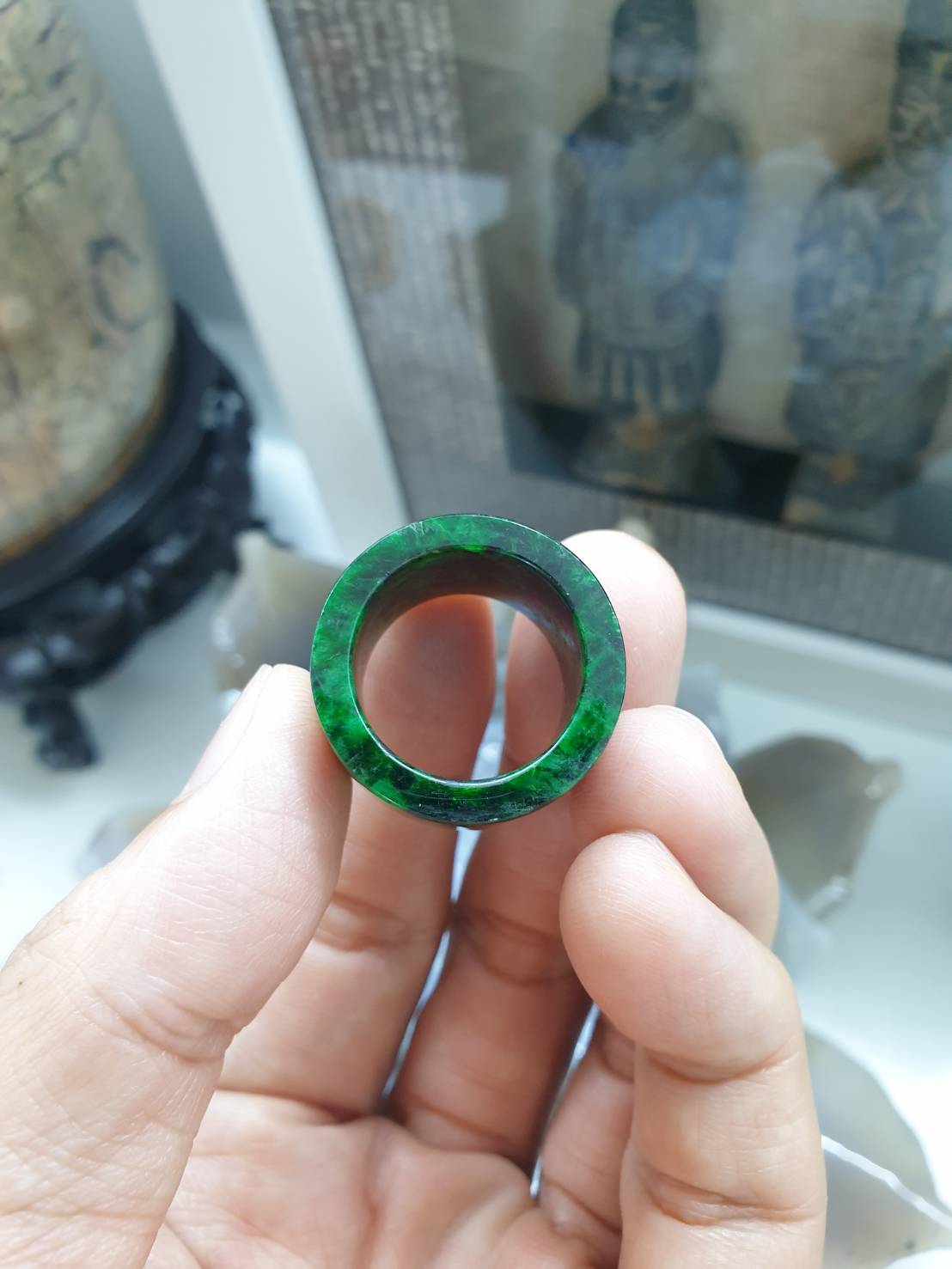 Green Jade Archer's Ring (Size 8.75 US) | Authentic Type A Jadeite | Collector's Piece Jade Accessory