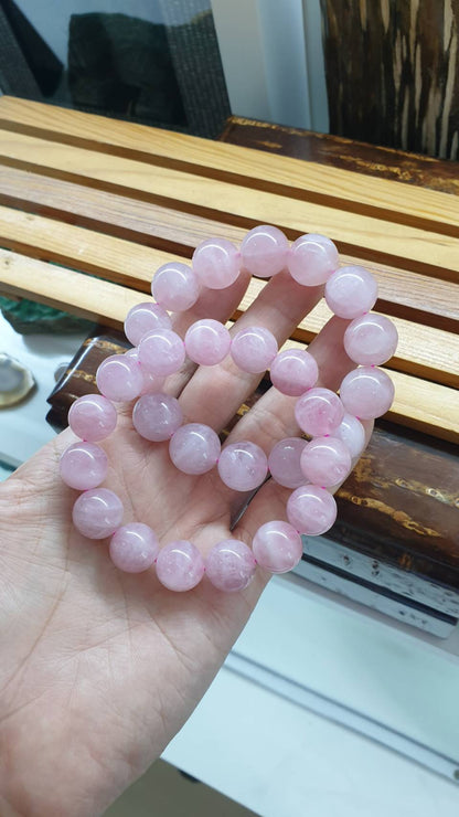 Rose Quartz Love Bracelets 17 cm - Natural Semiprecious Stone 14-16 mm Beads