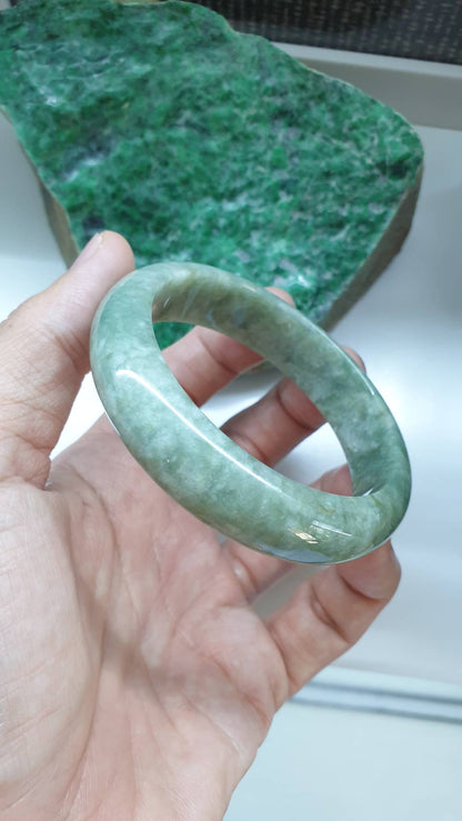 Jade Everyday Bangle S59 Type A Velvety Green Myanmar Natural Jadeite