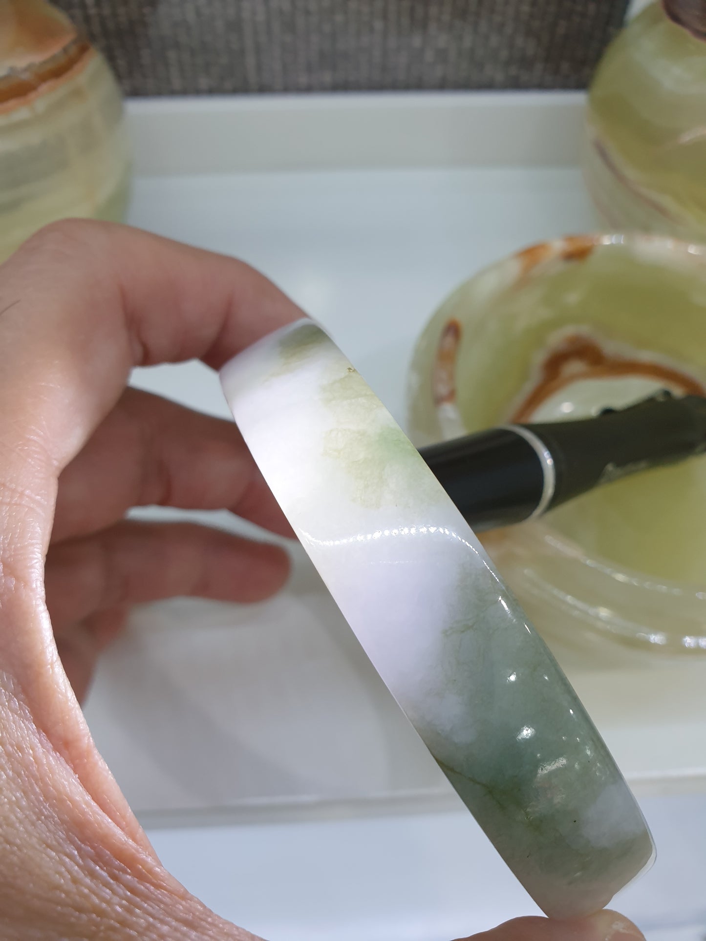 Plus Size Jade Bangle Square Cut Type A Jadeite Size 78-79