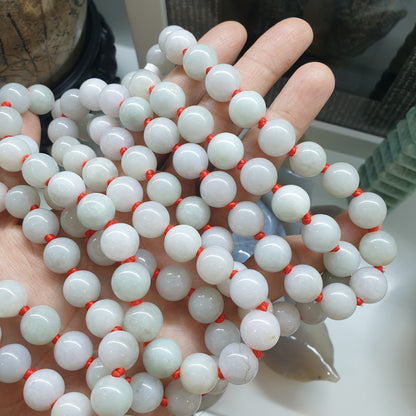 108 Beads White Jade Japa Mala | Type A Natural Jadeite | Handcrafted Meditation Beads