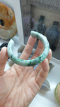Jade Cuff Bangle Size 58 - 59 Type A - Natural Green Marbled Jadeite