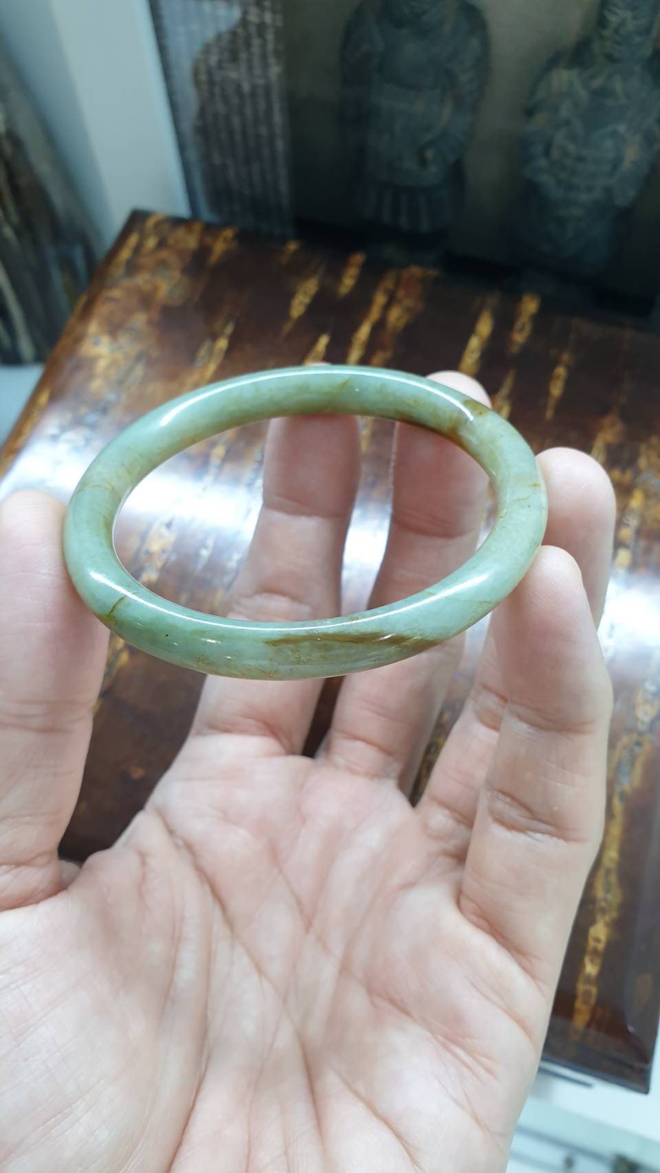 Smoky Honey Jade Cylindrical Bangle (Size 54 - 55) | Type A Natural Jadeite