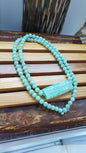 Jade Necklace 24inch with Floral Cylinder Type A Jadeite Natural Pastel Green