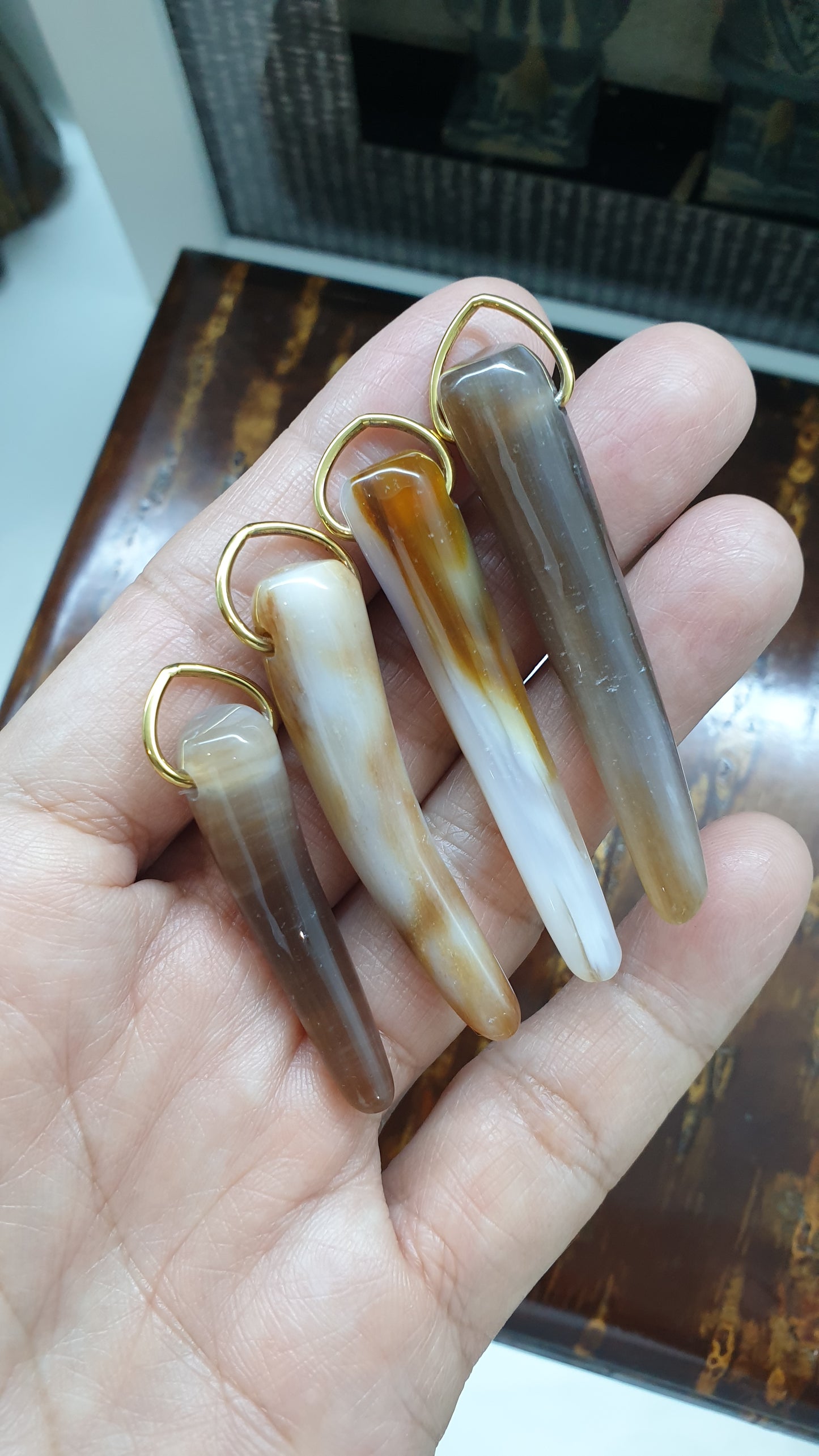 Fossilized Wood Fang Pendant (Selection) | Natural Gemstone & Sterling Silver | His or Hers Statement Jewelry