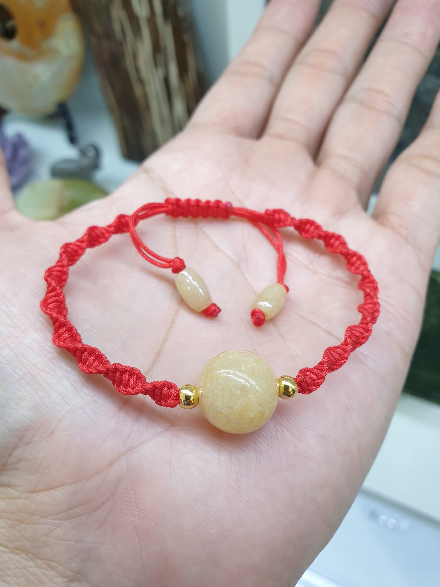 Jade & Gold Beads Braided Bracelet (Adjustable) | Pure 24K Gold | Fei Cui - Type A Jadeite