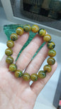 Gent's Honey Brown Jade Bracelet 18cm Myanmar Fei Cui Type A Jadeite Beads