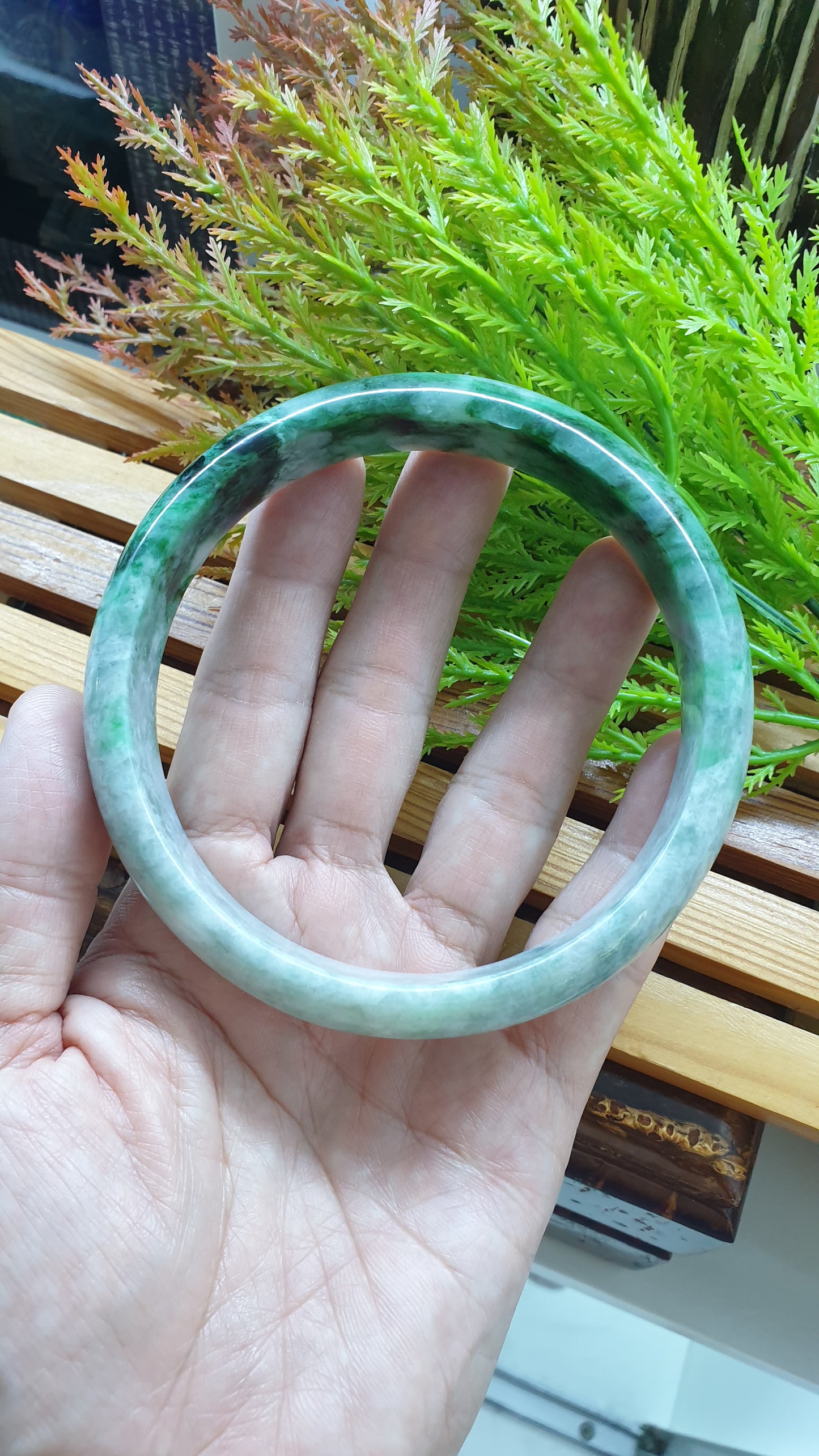 Plus Size Jade Bangle S82.8 Vibrant Green Fei Cui Type A Myanmar Jadeite