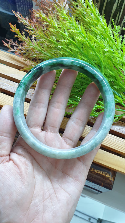 Plus Size Jade Bangle S82.8 Vibrant Green Fei Cui Type A Myanmar Jadeite