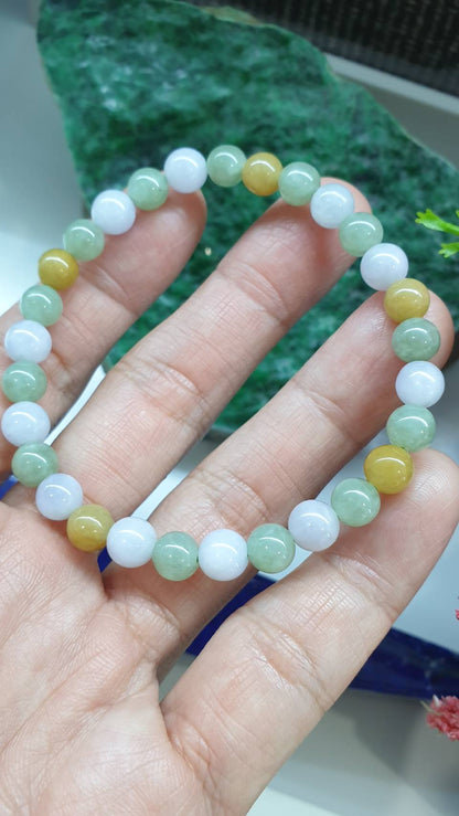 Hok Lok Siew 7mm Jade Beads Bracelet 17cm Type A Natural Myanmar Jadeite