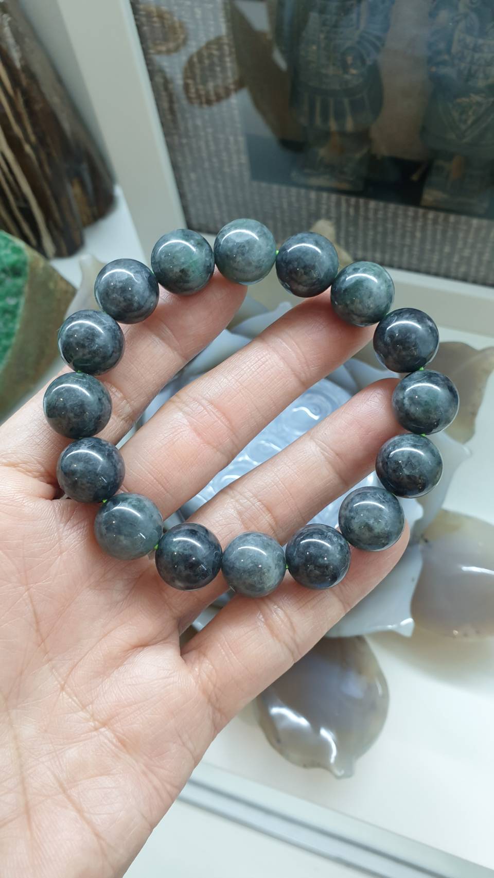 Gent's Style Black Jade Bracelet (18 cm) | Type A Natural Jadeite | Elegant Gift Material For Him