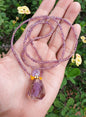 Amethyst Perfume Bottle in Beaded Necklace (24") | Cute Snuff Bottle Necklace