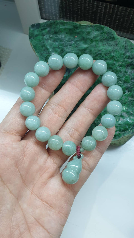 Jade Wu Lou Charmbracelet 17cm Light Green Type A Natural Myanmar Jadeite