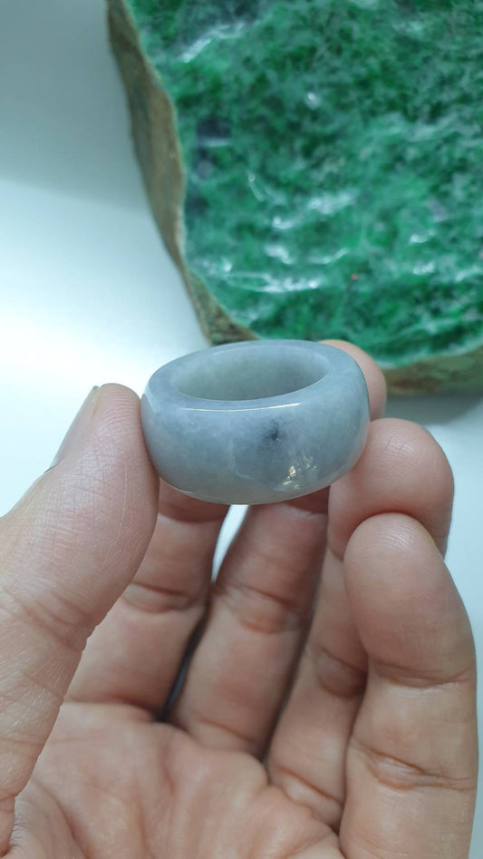 Jade Vintage Ring 9.75US Misty Ash Type A Myanmar Jadeite Natural Fei Cui