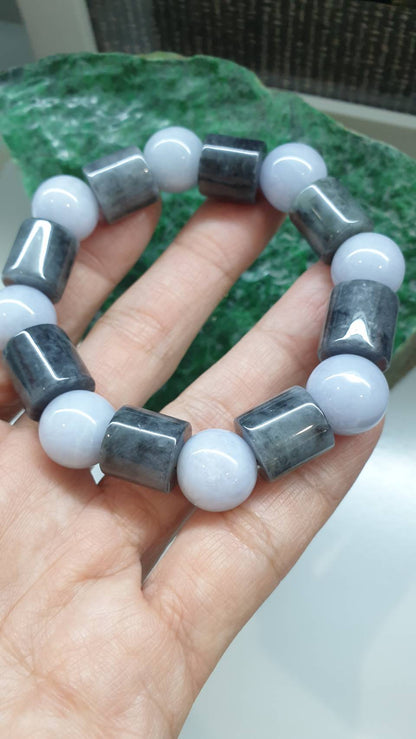 Avant Garde Jade Bracelet 17cm 2Tone Blend Type A Myanmar Jadeite