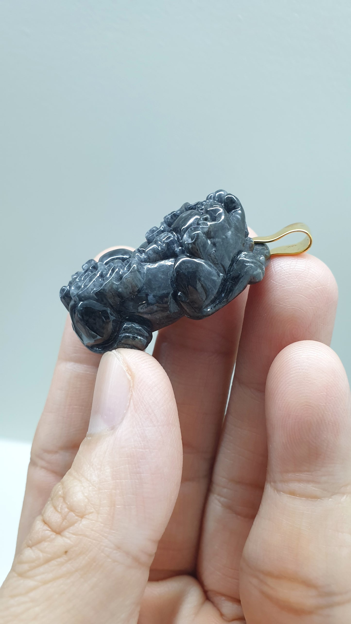 🐉 Black Jade Pixiu Pendant | Solid 14K Gold Bail | His or Hers Wealth Magnet Jewelry 💰