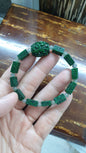 Type A Natural Green Jadeite Ru Yi Bracelet 17cm with Rectangular Beads