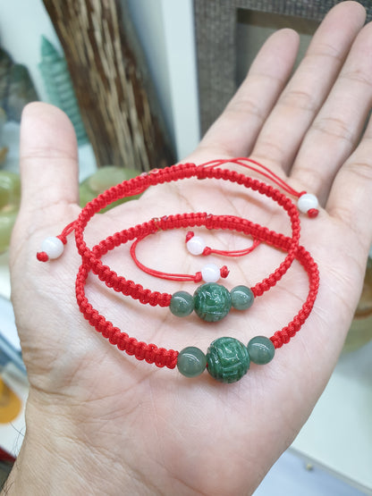 Jade Ru Yi Red Thread Bracelet (Adjustable) | Fei Cui - Type A Jadeite | Giftable Friendship Bracelet