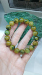 Gent's Style Honey Jade Bracelet 18cm Myanmar Fei Cui Type A Jadeite Beads