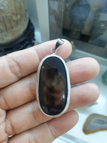 Fire Agate Dog Tag Pendant (Selection) | Natural Stone & Authentic Sterling Silver | His or Hers Gift Idea