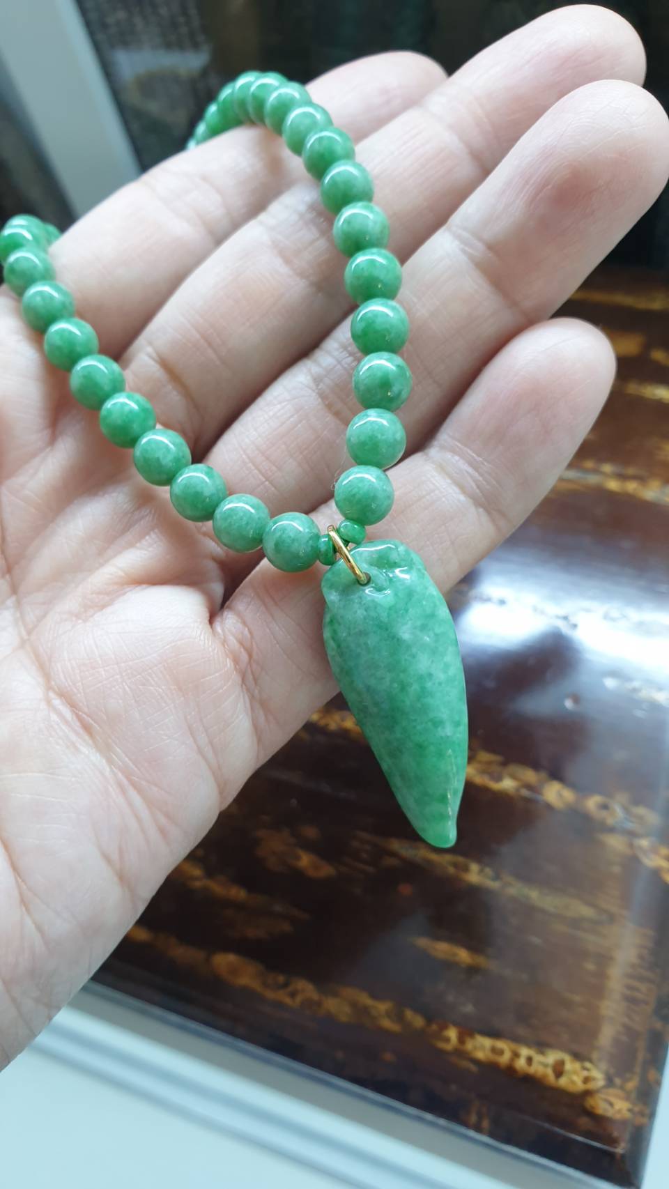 Jade Princess Necklaces (18") | 9K Gold Lobster Lock | Type A - Natural Apple Green Jadeite