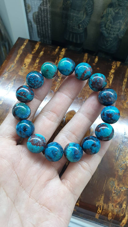 Chrysocolla Bracelet (17 cm) | Natural Stone Beads | His or Hers Wristcandy