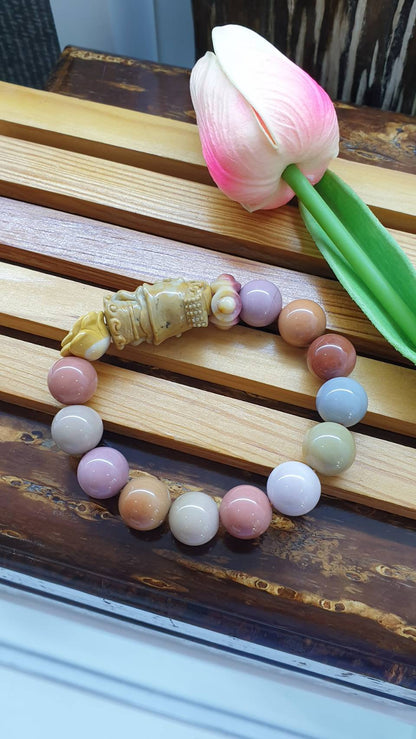 Alxa Jasper Quan Yin Bracelet 17cm - Natural Gemstones in Rich Earth Tone Colors
