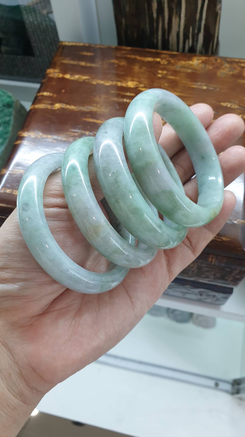 Natural Jadeite Bangles, Lavender Green Size 53 and 55.5 - Type A Natural Myanmar Jade