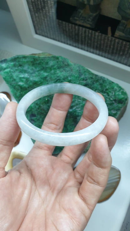 Jade Bangle S55.5 Fei Cui Myanmar Jadeite Type A Natural Green Two Tone
