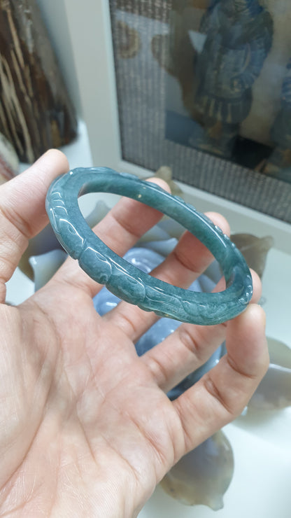 Blue Jade Phoenix Bangle S59 Type A Natural Jadeite