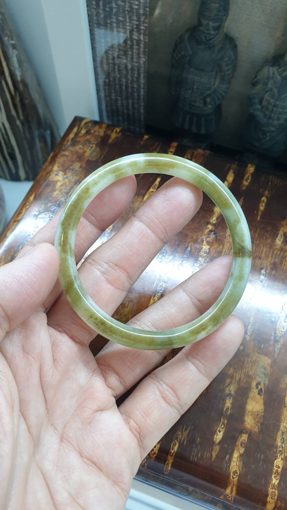 Jade Cylindrical Slim Bangle S59.5 Type A Natural Jadeite Honeydrops