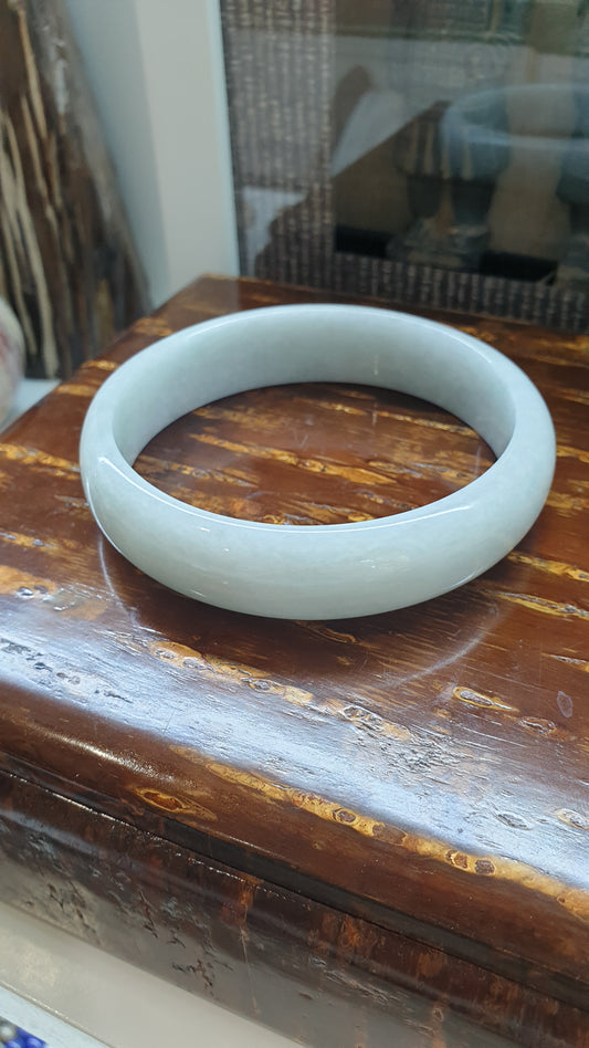 White Jade Bangle (S 76 - 77) | Authentic Type A Jadeite | Vintage Jade Bracelet