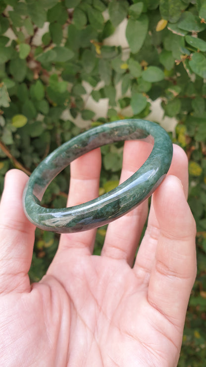 Jade Bangle S58.3 Type A Myanmar Jadeite Natural Forest Green