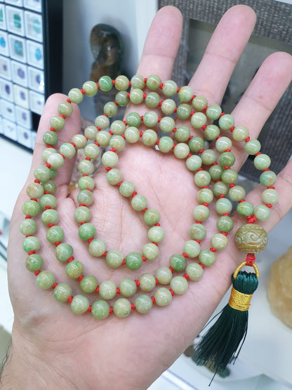 108 Beads Jade Japa Mala | Vintage Jadeite Beads - Type A | Handcrafted Meditation Beads