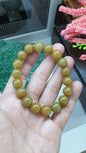 Honey Brown Jade Bracelet 17cm Type A Myanmar Jadeite His or Hers Beaded Wristband
