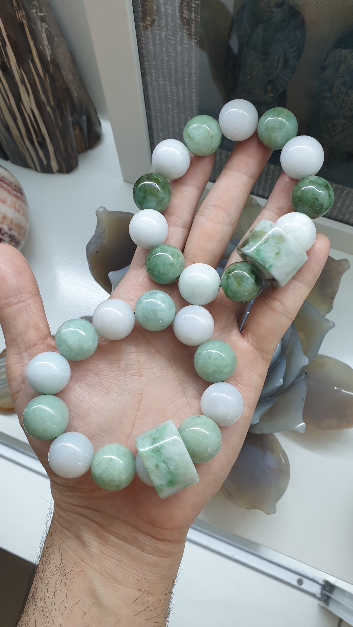Spinning Ring Jade Charmbracelet | Big Beads 18 mm | His or Hers Statement Wrist Candy
