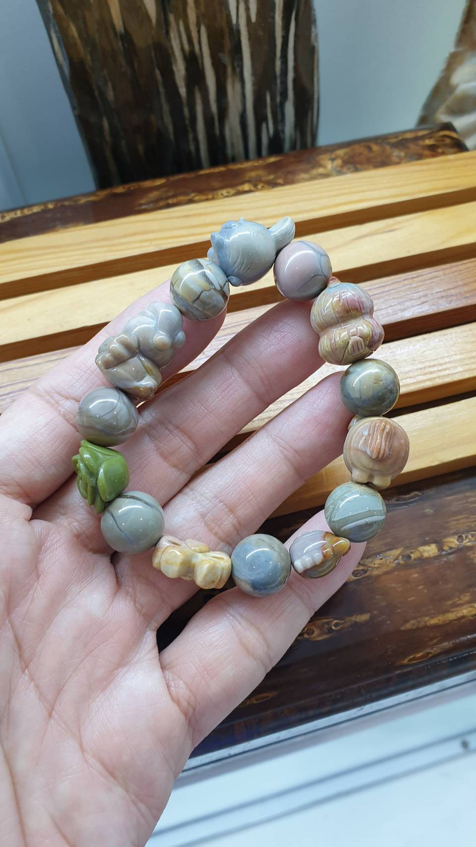 Alxa Jasper Random Charm Bracelet 16 cm - Natural Semiprecious Stone Beads