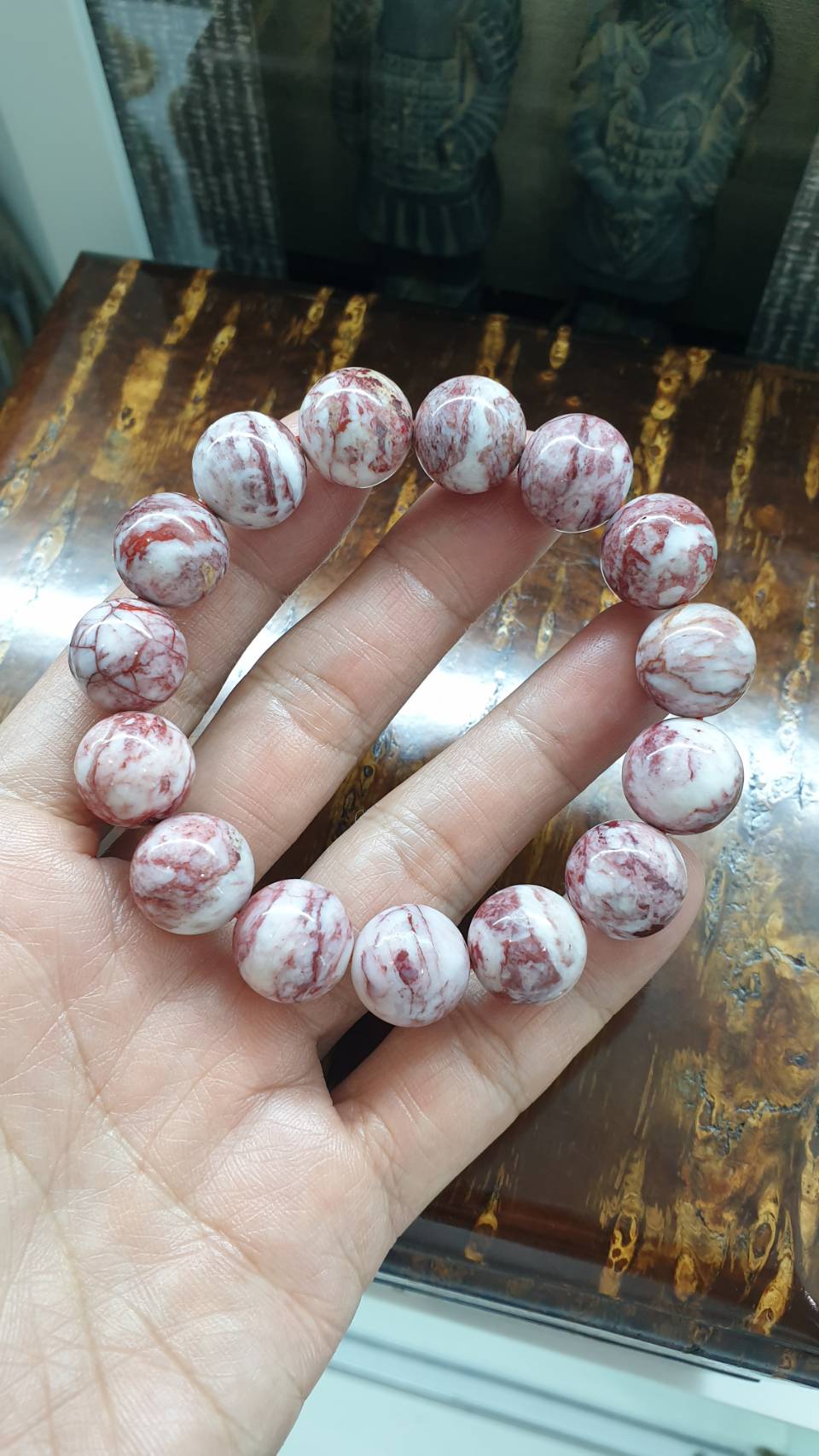 Cinnabar Bracelet (18 cm) | Natural Stone Beads | His or Hers Wrist Accessory