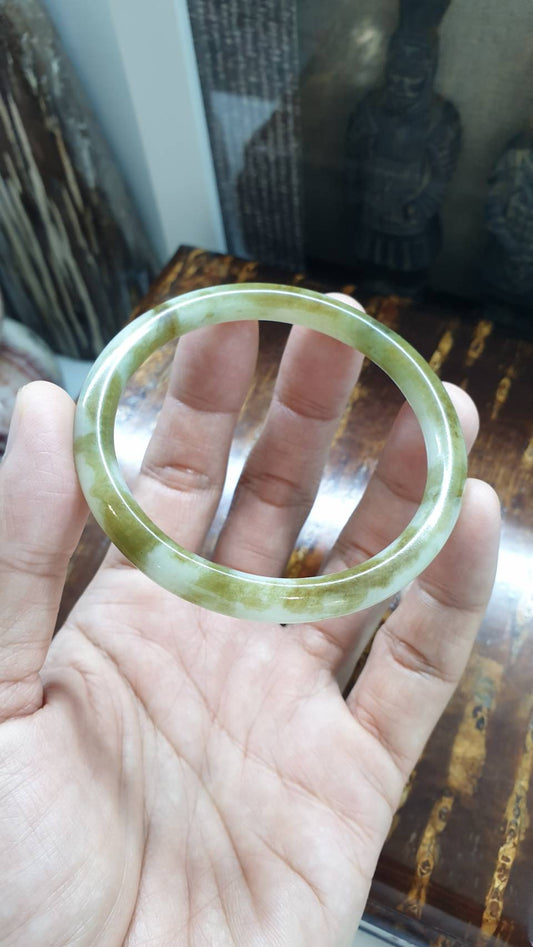 Honeydrop Jade Cylindrical Bangle (Size 58 - 59) | Type A Natural Jadeite