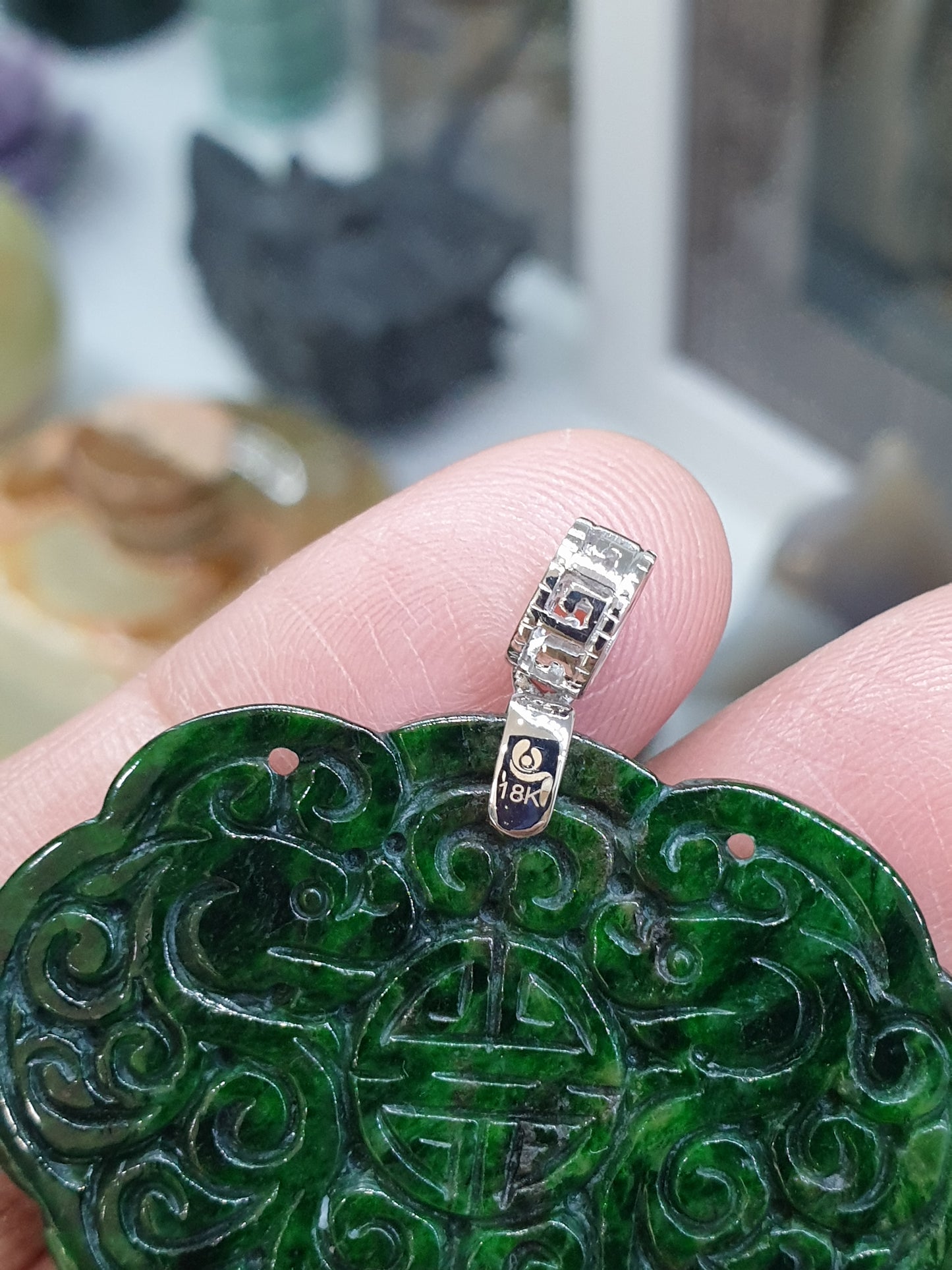 Jade Ru Yi - Dragon Pendant | 18K White Gold & Fei Cui - Type A Jadeite | His or Hers Statement Jewelry