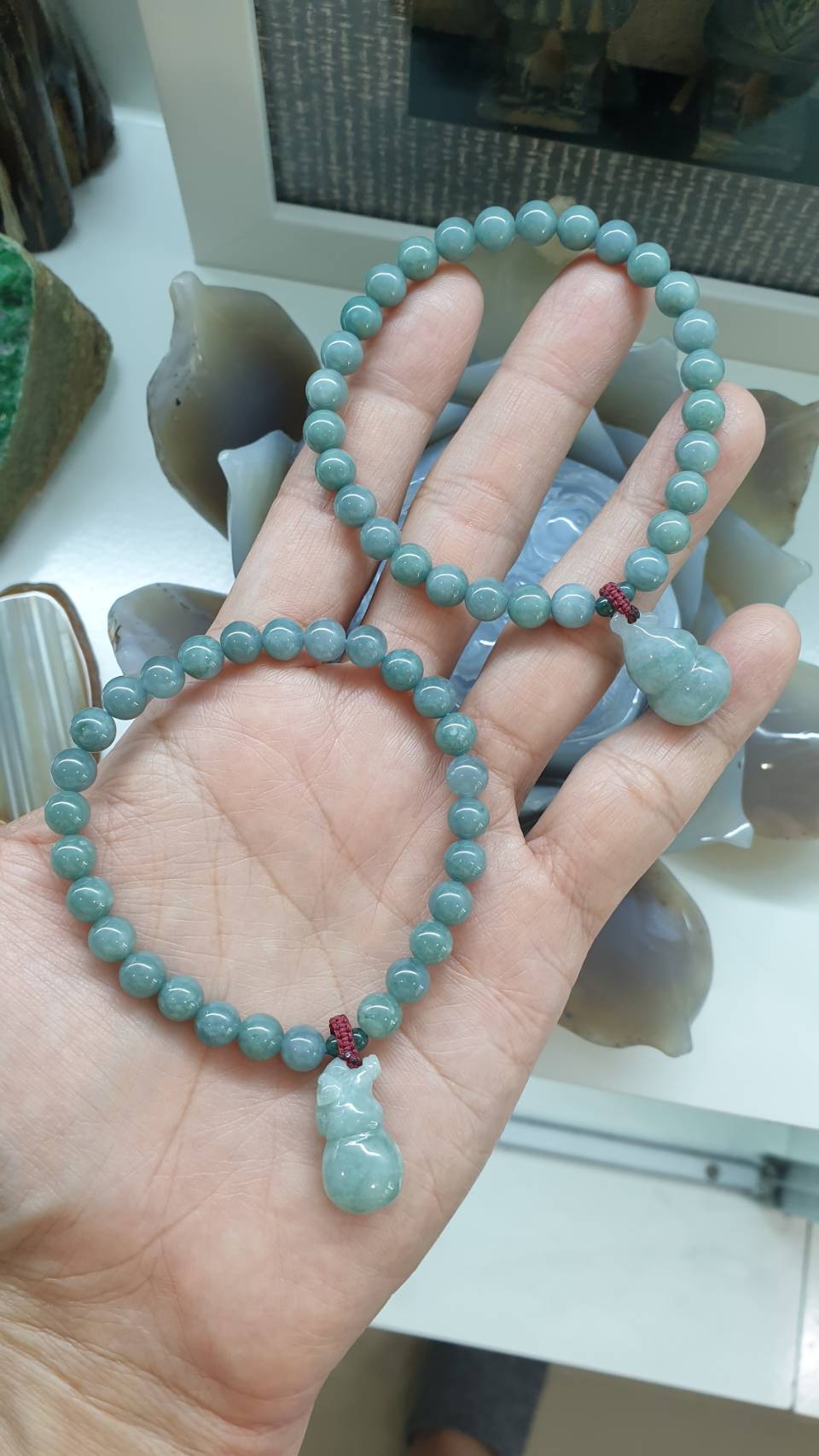 Jade Wu Lou Charmbracelets (17 cm) | Type A Natural Olmec Blue Jadeite