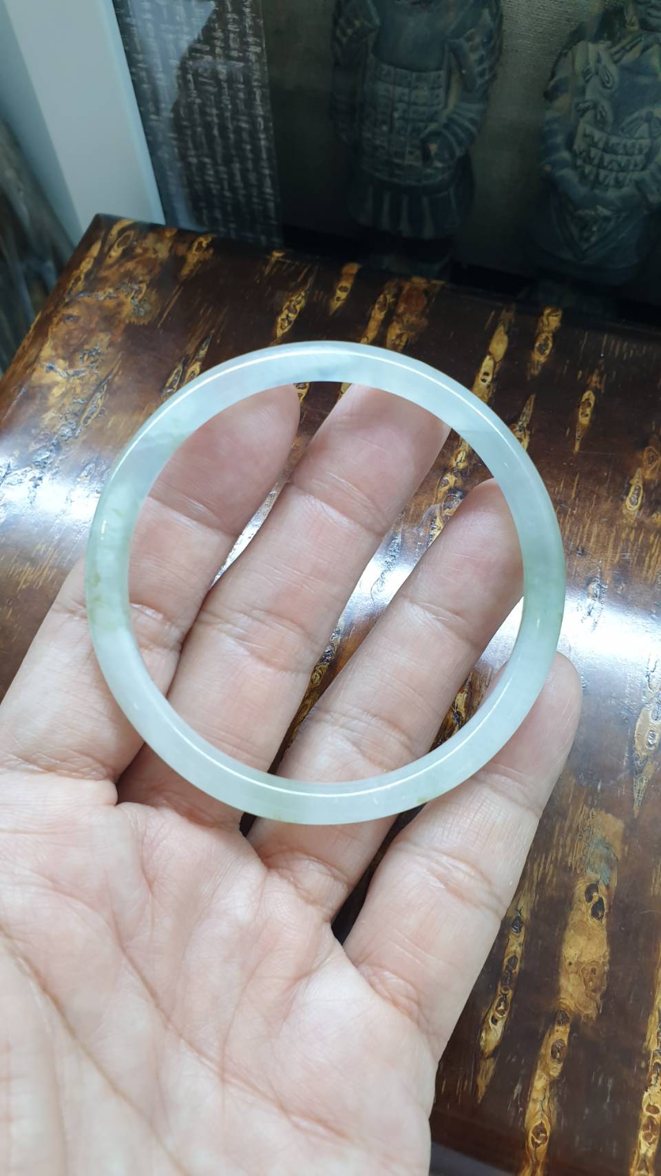 Icy Jade Cylindrical Bangle (Size 56 - 57) | Type A Natural Jadeite