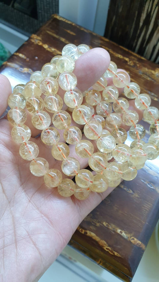 Natural Citrine Joy Bracelets 17 cm, Golden Tone Gemstone Beads