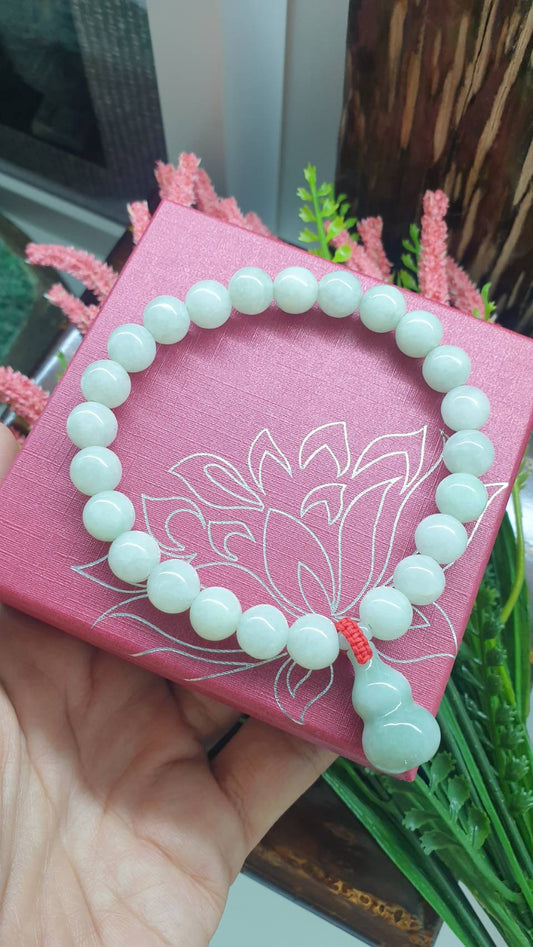 Jade Wu Lou Charmbracelet 17cm Pastel Green Type A Natural Jadeite Vintage Beads