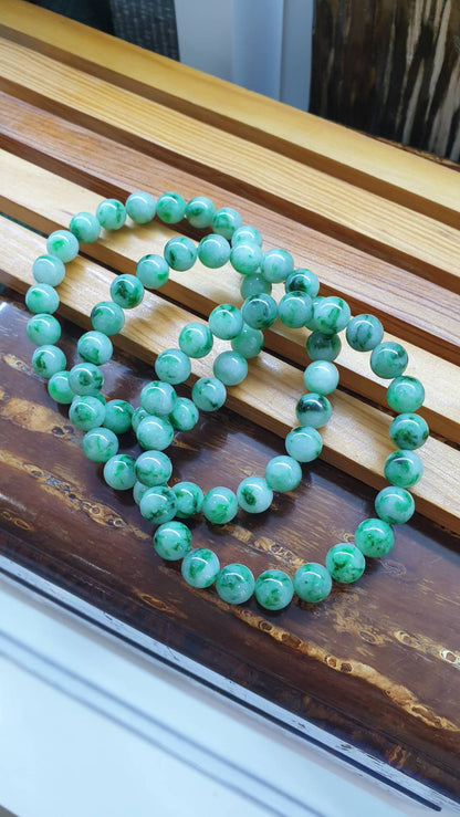 Type A Jadeite Beads Bracelets 17cm - Fei Cui Natural Myanmar Jade