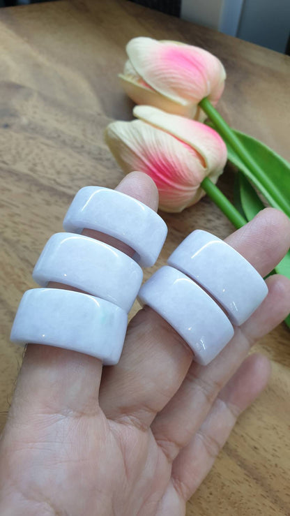 Lavender Tone White Jade Archers Ring 11.25US Type A Fei Cui Natural Myanmar Jadeite