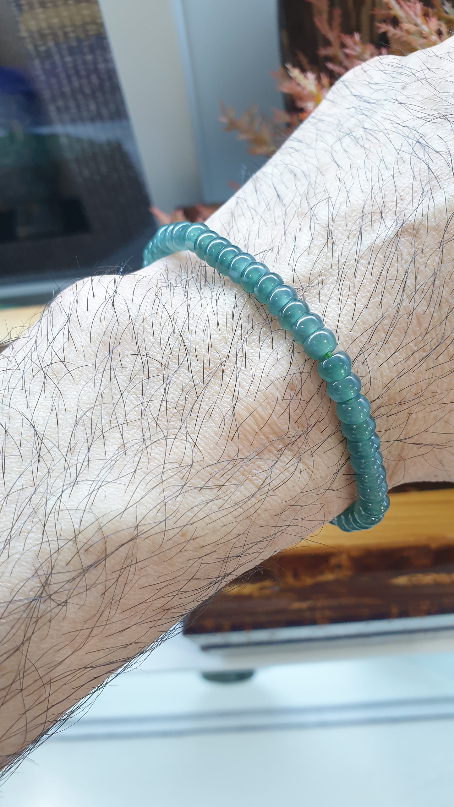 Jade Abacus Beads Bracelets 17cm Myanmar Jadeite Wealth Magnet Wristbands
