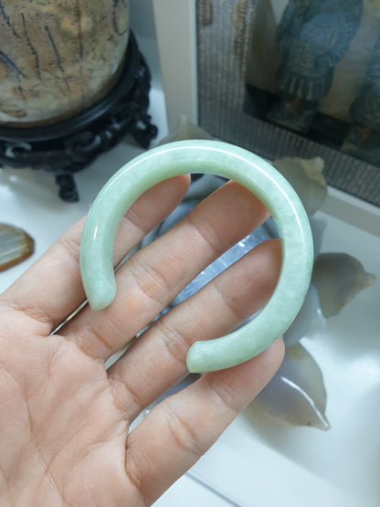 Jade Cuff Bangle Size 51 - 52 Type A - Natural Light Green Jadeite