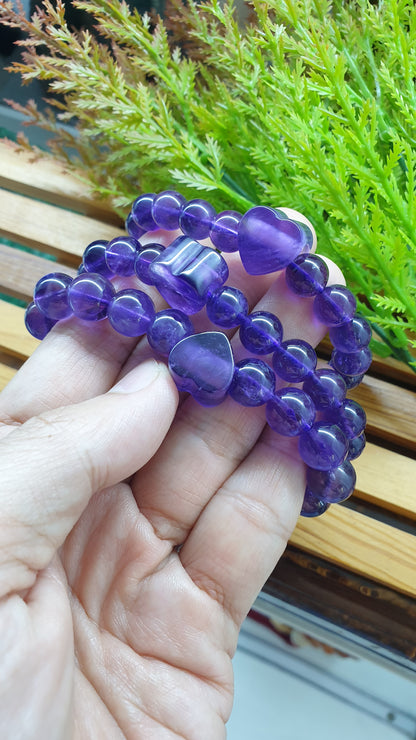 Amethyst Love Bracelets 16 cm - Natural Purple Gemstone Beads