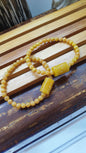 Honey Yellow Jadeite Bracelet Type A 17cm - Natural Jade Ru Yi Cylinder Charm
